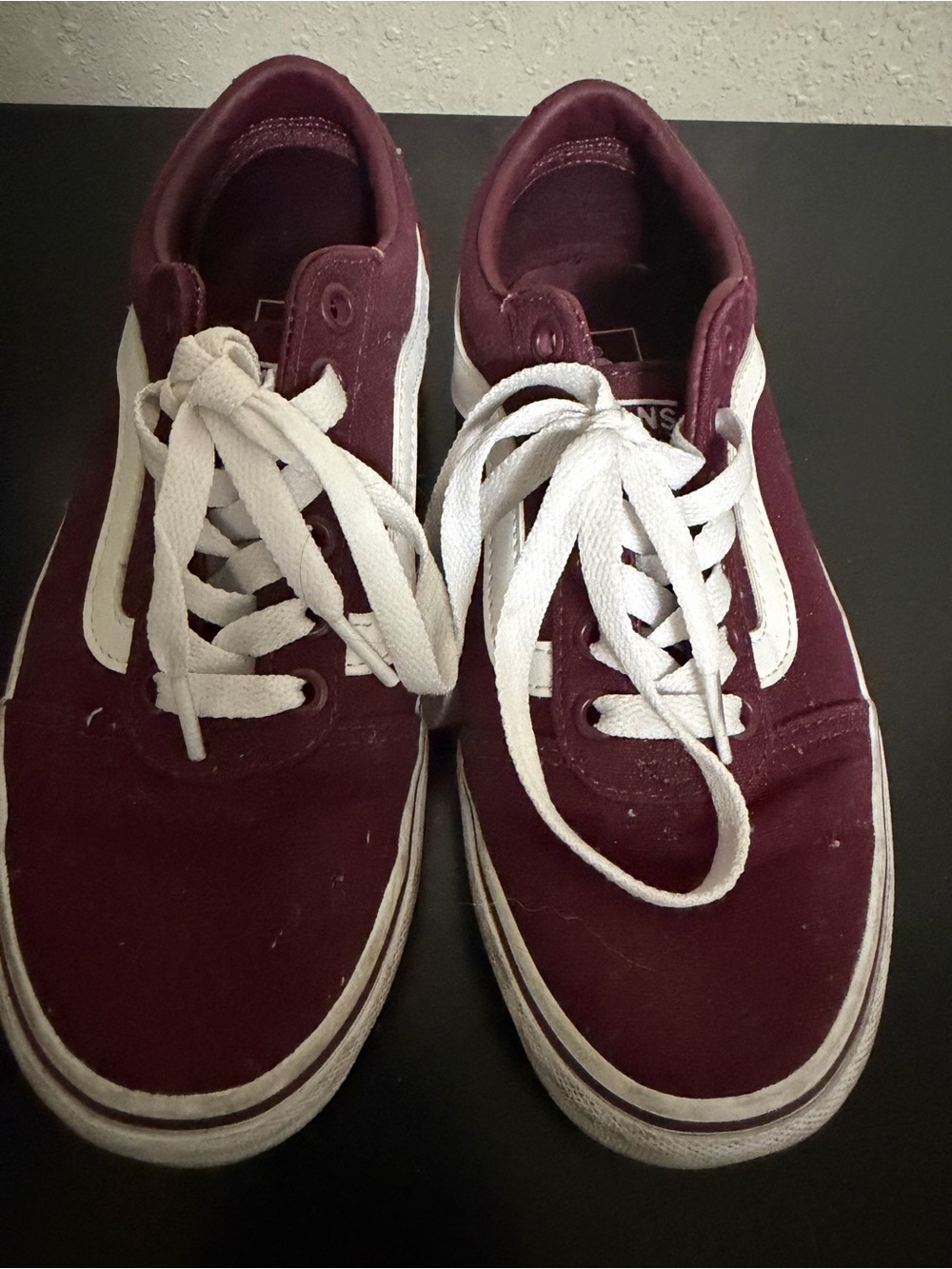 Vans Burgundy Canvas Low-Top Sneakers with White Logo
